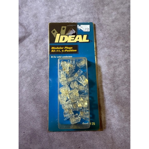 ideal Other - Ideal Modular Plugs RJ-11 4-Position for Solid Conductors 25 Count 85-344 Clear